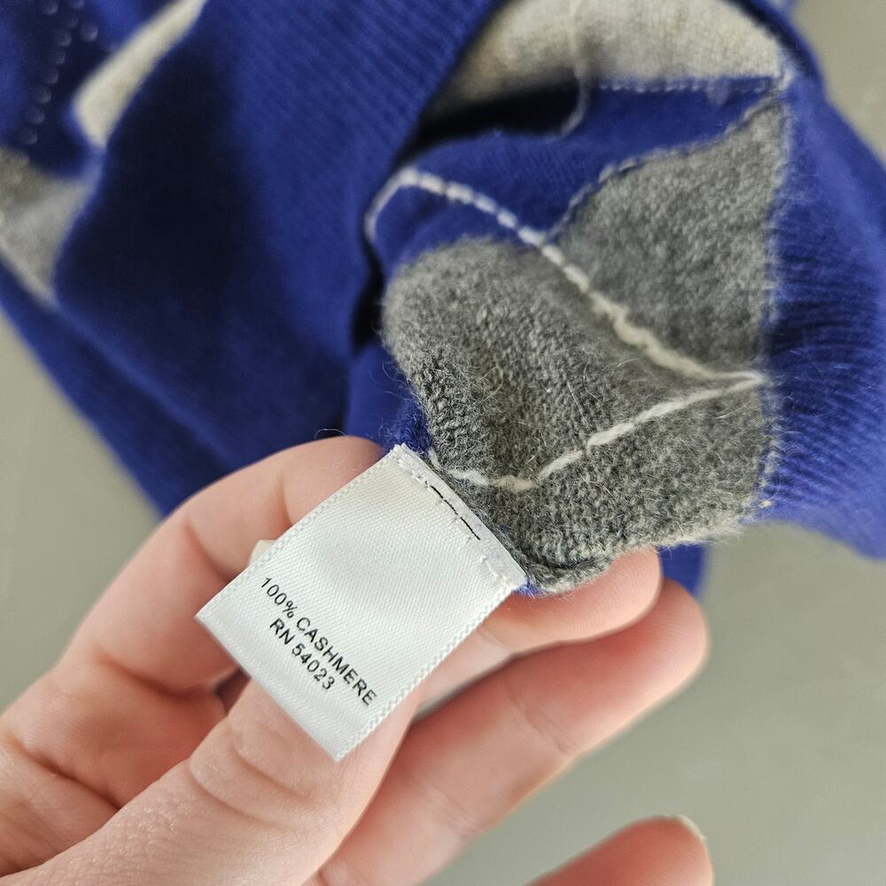 Banana Republic Blue Cashmere Argyle Preppy Sweater Size Small - Picture 6 of 7